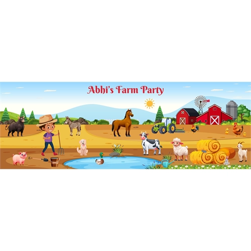 At the Farm Theme Banner – 12x36 Inch | Plain or Personalized